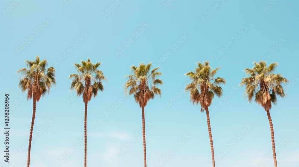 Obraz premium row pineapples palm trees