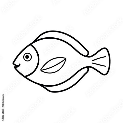 Stylish Flounder Fish Line Art Vector for Digital Artwork
