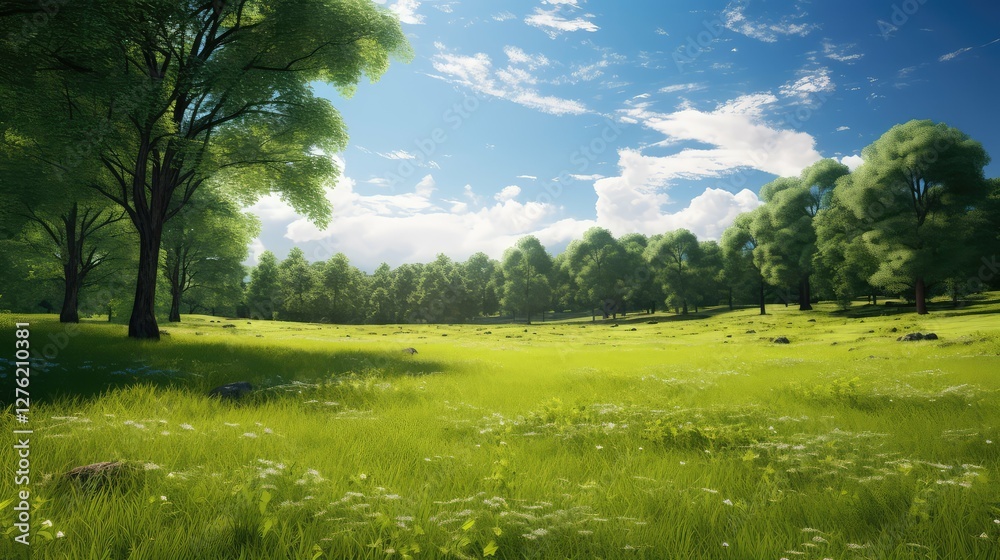 Naklejka premium lush trees and grass