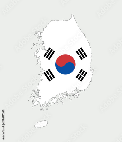 
South Korea Map vector icon. Map of South Korea in Flag colors.