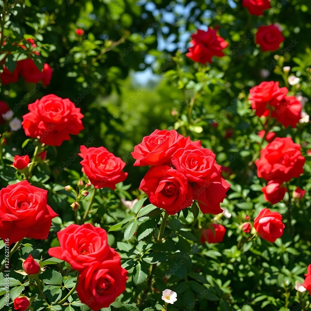 Rosas rojas que comienzan a florecer en primavera. Rosas rojas que comienzan a florecer en primavera.