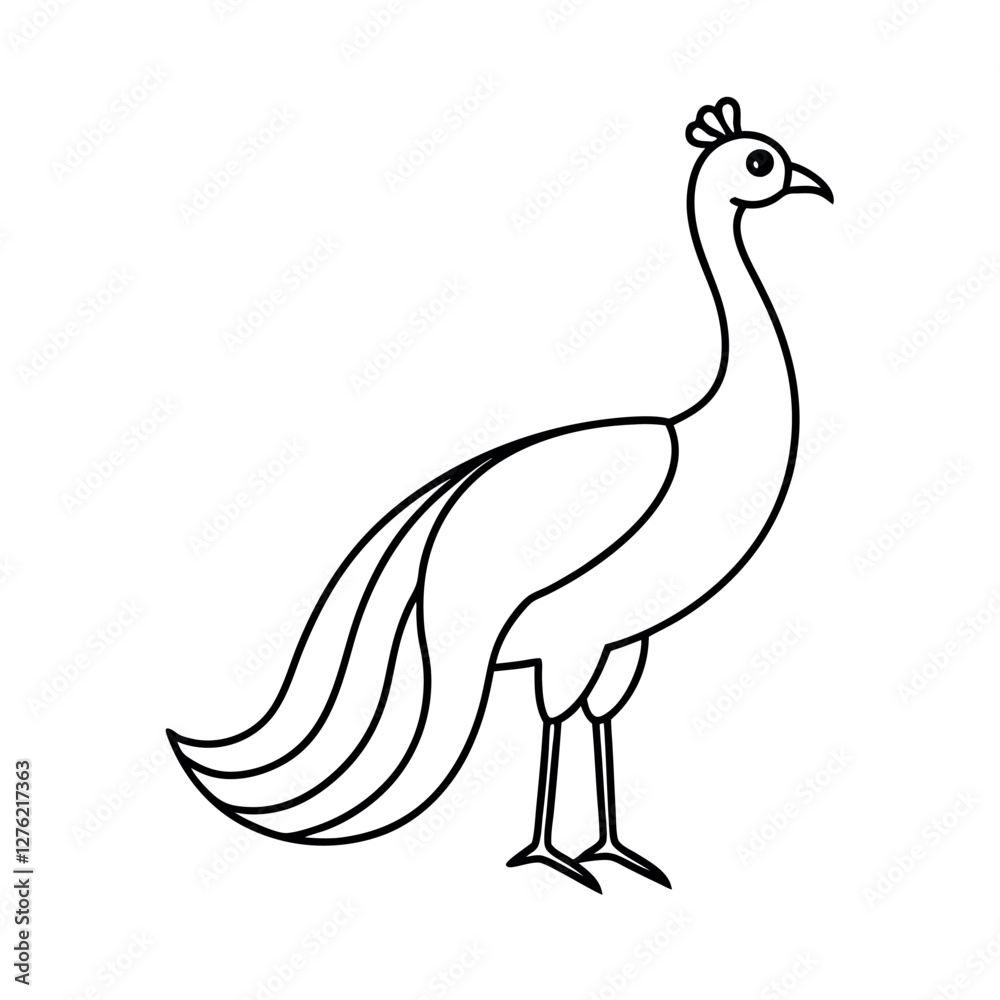 High-Quality Peafowl Line Art Vector Download High-Quality Peafowl Line Art Vector Download