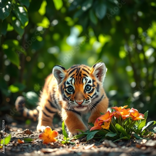 Tigre beb√© de ojos grandes y lindo