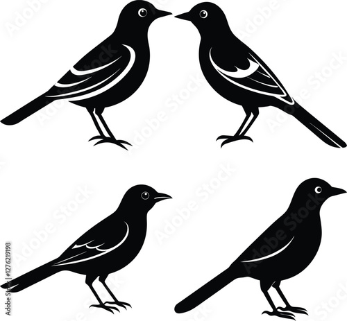 Minimalist Oriole Silhouette Vector Icon Set for Clean Designs.