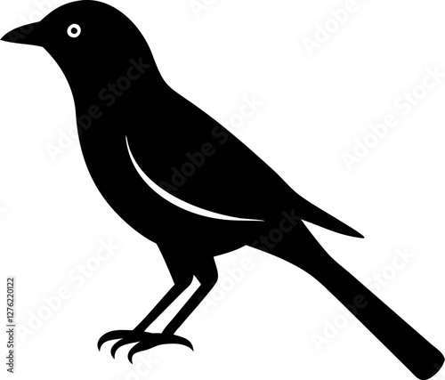 Black Oriole Bird Silhouette Vector Icon – Clear & Detailed.