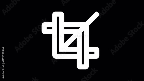 Icon crop is distorted. Glitch. Noise, chromatic aberration, geometric distortion. Transparent background, looped. In-Out looped. Alpha BW at the end