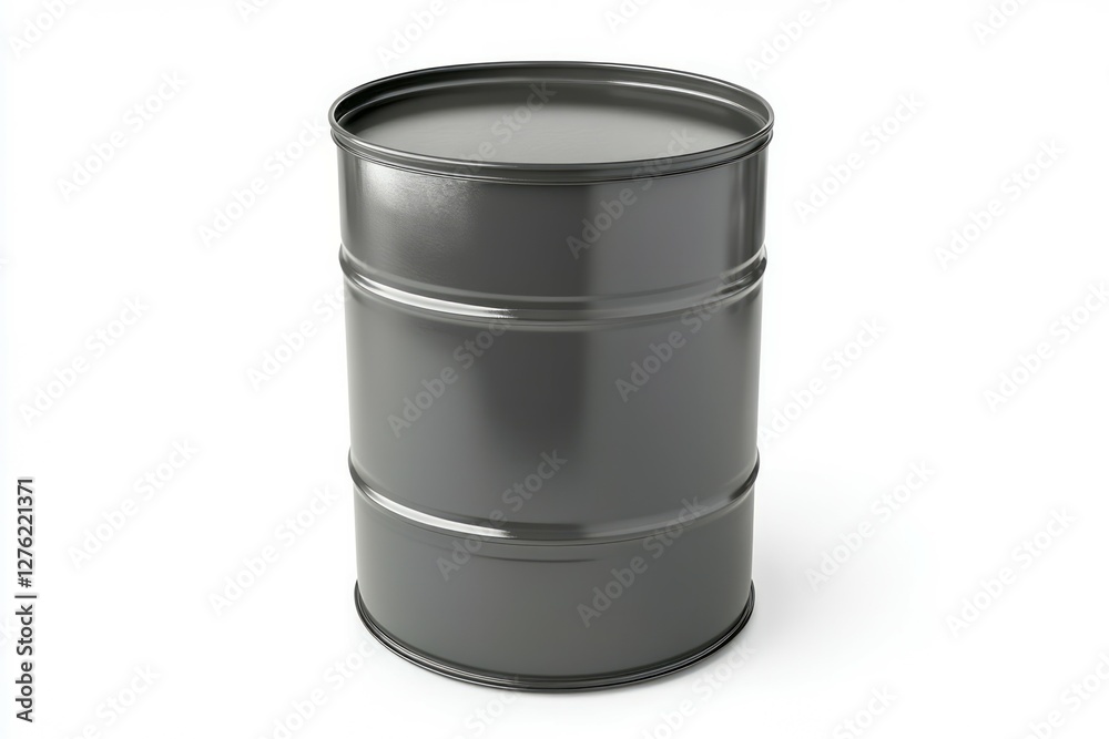 Grey metal drum on clean background. Artificial Intelligence Grey metal drum on clean background. Artificial Intelligence