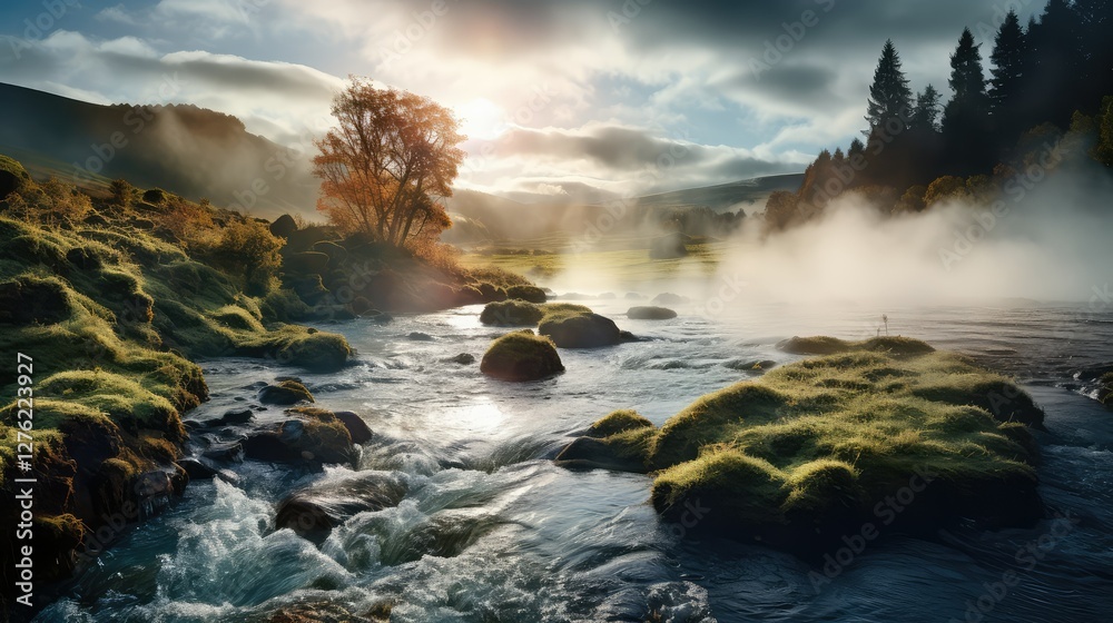 Obraz premium spring steaming water