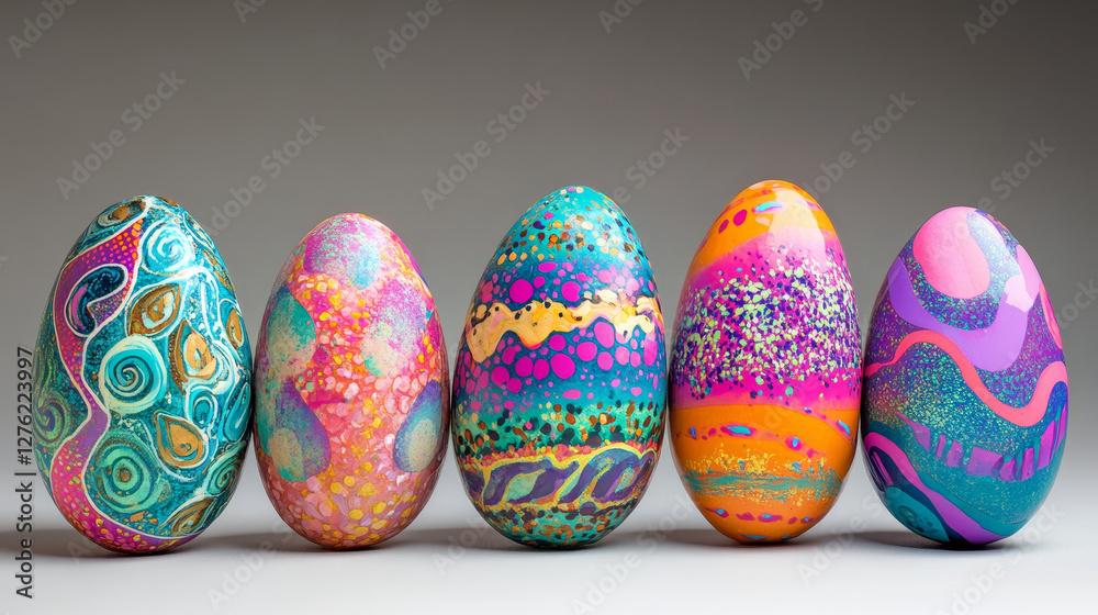 Easter eggs painted with spring pattern vector illustration. Easter eggs painted with spring pattern vector illustration.