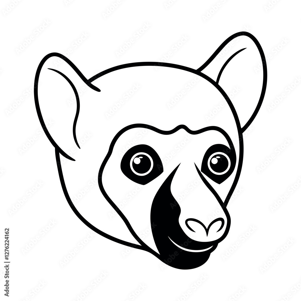 Modern Sifaka Head Line Art Graphic for Prints Modern Sifaka Head Line Art Graphic for Prints
