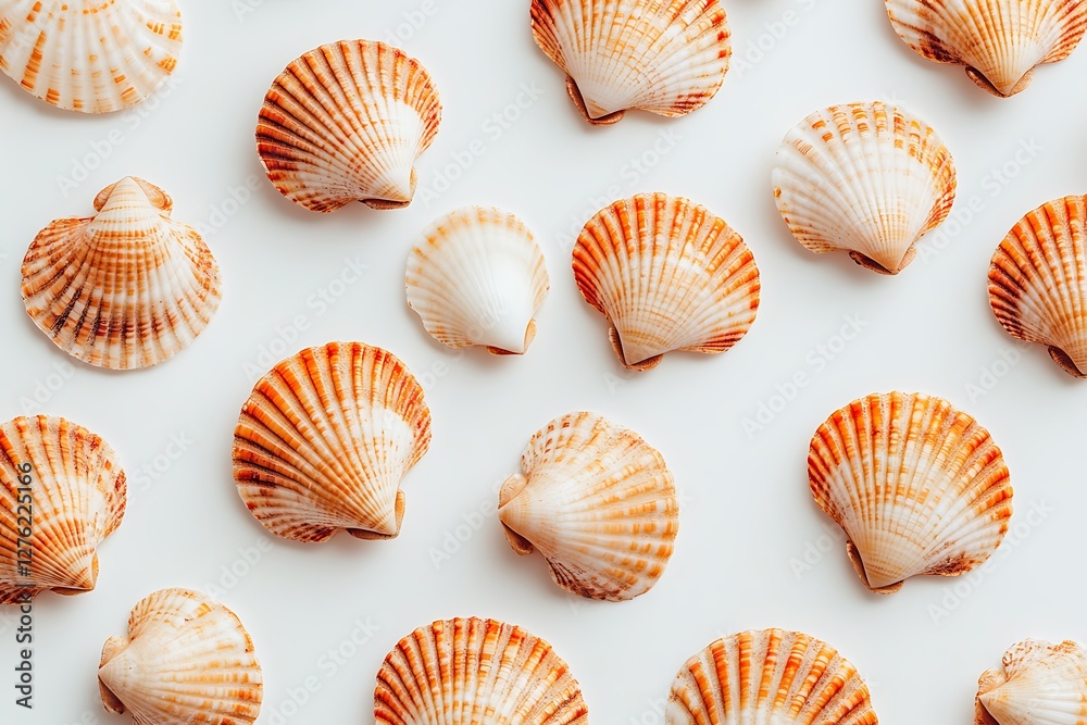 Seashell pattern on white background Seashell pattern on white background