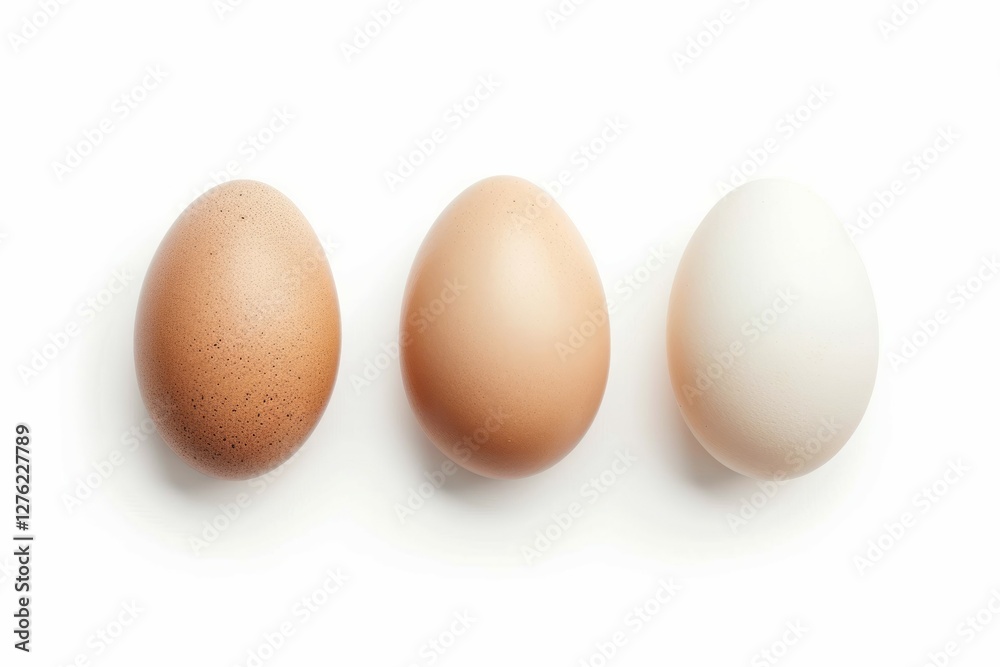 Few brown eggs on white background. Artificial intelligence image Few brown eggs on white background. Artificial intelligence image