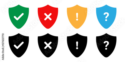 Vector illustration of Security Protection Shield icon set isolated on transparent background