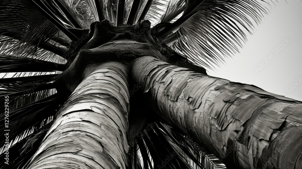 Fototapeta premium lines palm tree black white