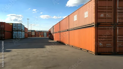 Wallpaper Mural Freight Containers Stacked at Shipping Yard for Transport Preparation Torontodigital.ca