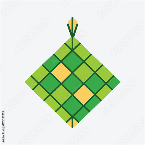Colorful Illustration of a Ketupat, a Traditional Southeast Asian Food Wrapping
