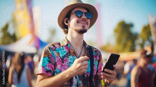 Social media rumors affecting a man at a music festival. Featuring frustration and unease
