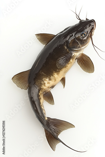 Top down view of Catfish, isolated on white, animal setting photo