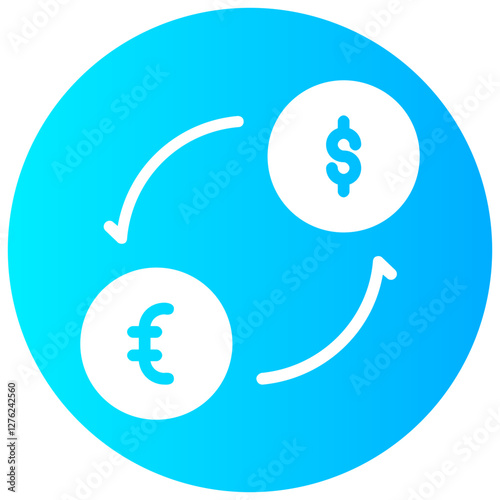 currency exchange vector round glyph icon