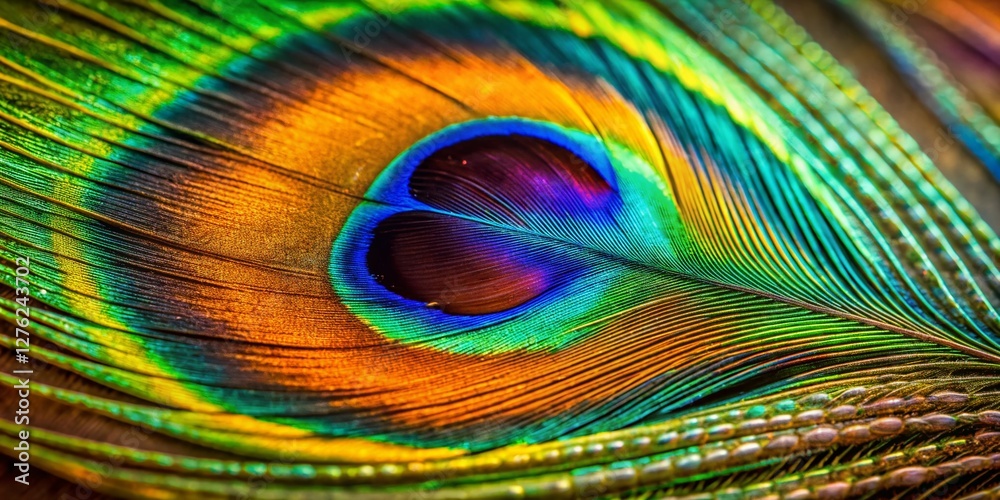 Obraz premium Macro Photography: Peacock Feather Details, Vivid Colors, Intricate Structure, Nature Close-Up