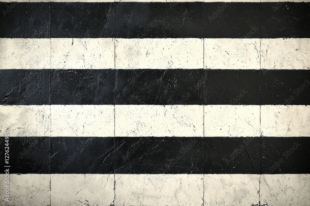 Fototapeta premium Abstract black and white striped background with a textured, painted finish and visible brushstrokes, creating a modern, graphic design element with vintage vibes.