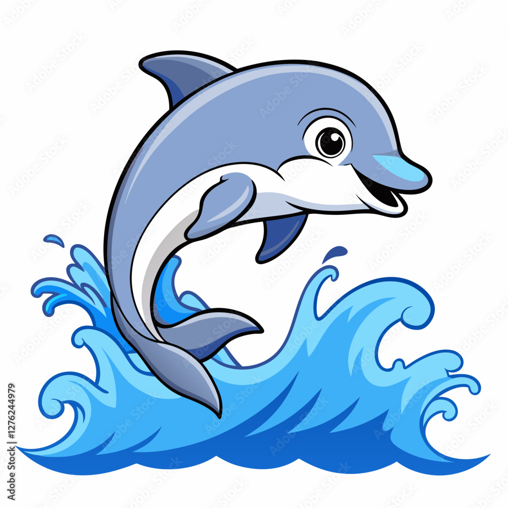 Fototapeta premium Cute Dolphin Icon: Fun and Friendly Sea Mammal Vector
