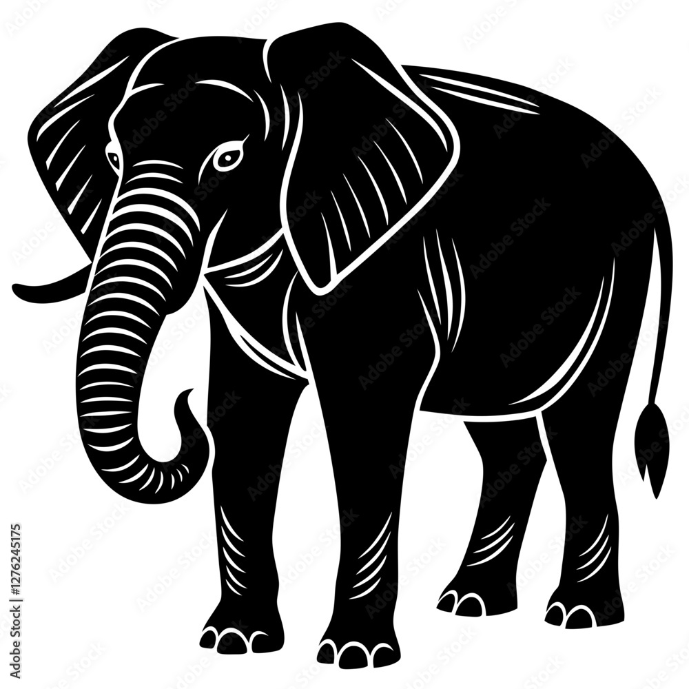 Fototapeta premium Majestic Elephant Icon: African and Asian Elephant Design