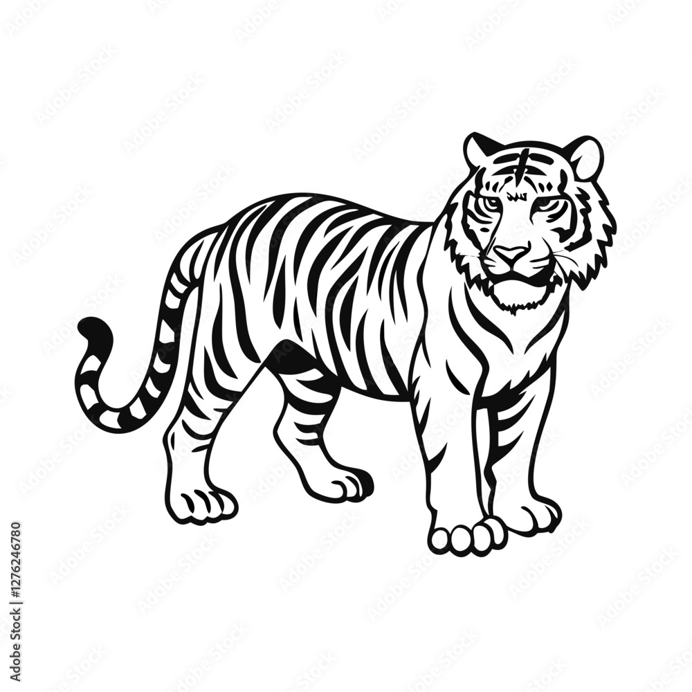 Fototapeta premium Majestic Tiger Silhouette Vector for Creative Designs