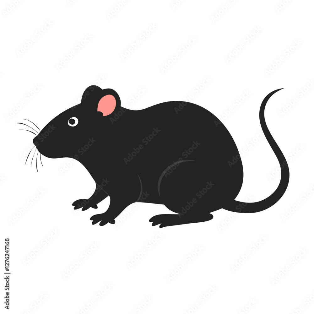 Obraz premium High-Quality Black Rat Illustration Vector for Designers