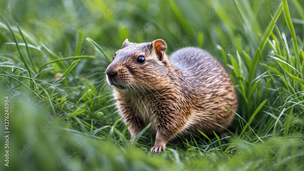 Gopher Foraging Amidst Lush Green Grass in a Natural Habitat Environment Gopher Foraging Amidst Lush Green Grass in a Natural Habitat Environment