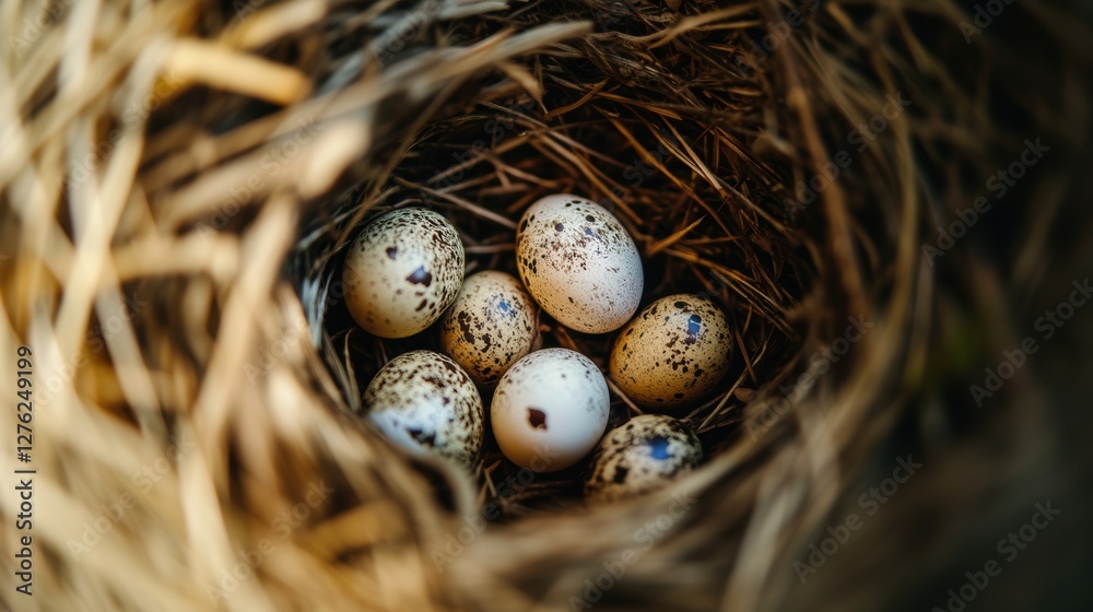 Cute egg in bird nest in Spring Cute egg in bird nest in Spring