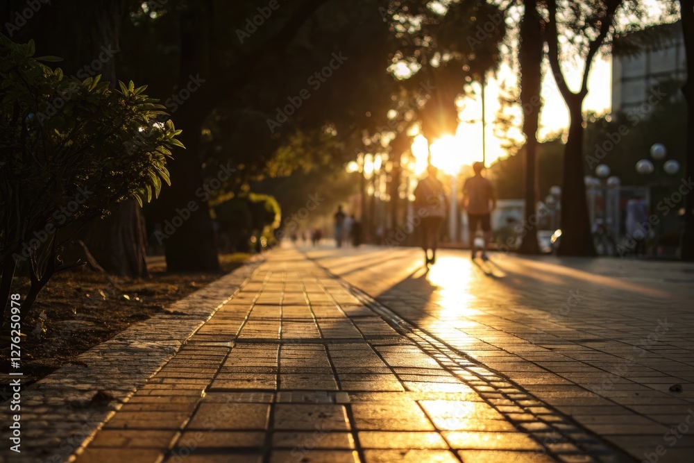 Obraz premium Sunset Walkway Serene Evening Stroll