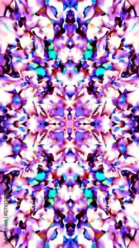 Kaleidoscopic cherry blossom blooming in time lapse, saturated pastel hues, soft diffused lighting, evoking a dreamy and euphoric mood. Vertical video backgrounds
