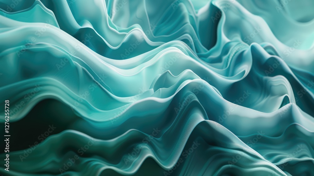Fototapeta premium Abstract waves of turquoise and teal flowing smoothly, creating a serene and tranquil background for design use