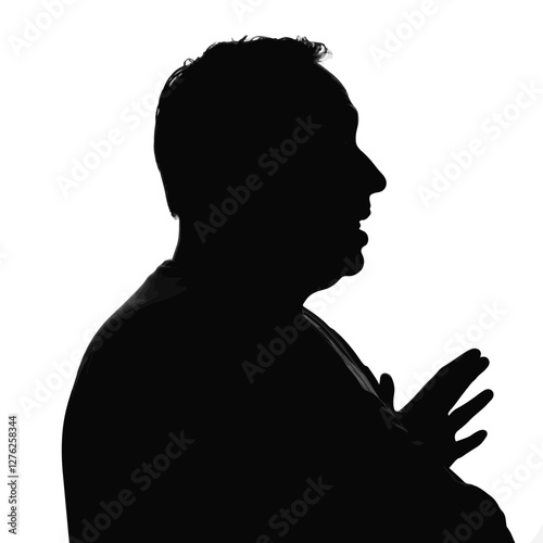 Surprised silhouette of middle-aged man expressing emotion, symbolism