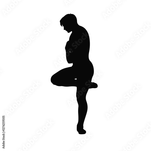 Graceful ballet silhouette of young male dancer, artistic expression