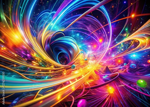 Mesmerizing Neon Swirl: Abstract Motion & Light Macro Photography