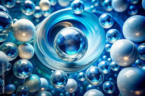 Mesmerizing Swirling Spheres: Abstract Blue Double Exposure Background