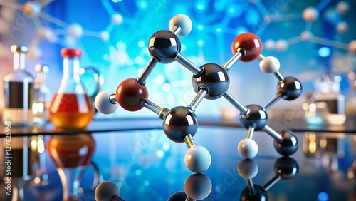 Methanol Molecular Structure: 3D & Flat Models, Microscopic Chemical Formula View