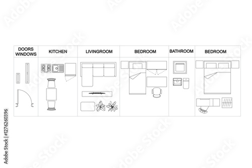 block furniture 2d plan view