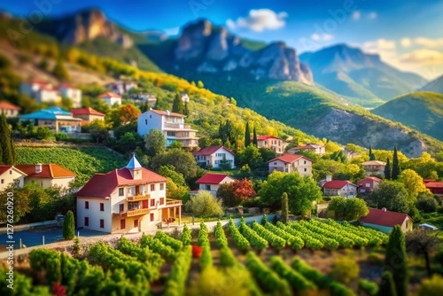Miniature Crimea: Gurzuf Village, Mountains & Vineyards Tilt-Shift Photo
