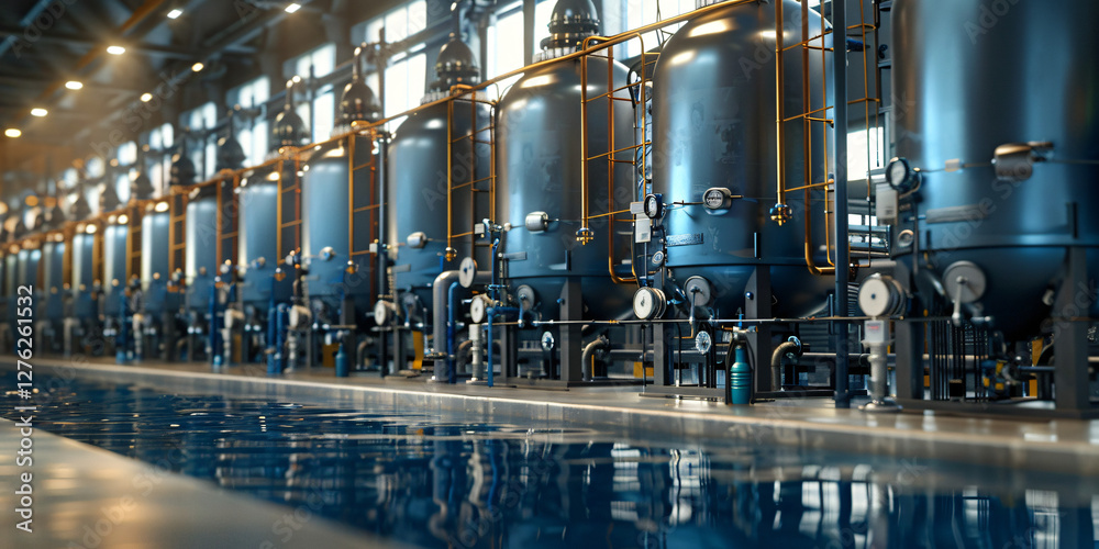 Fototapeta premium A biological water treatment plant utilizing natural microorganisms to break down contaminants