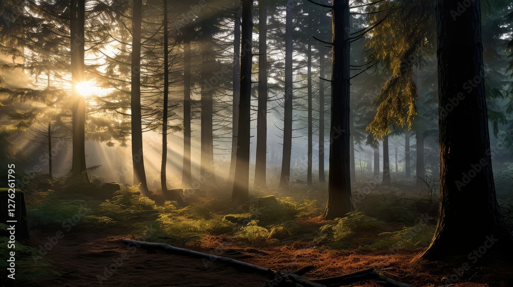 mist trees light mist trees light