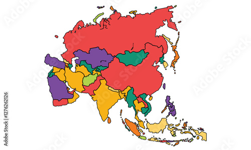 Asia map isolated on white background. for website layouts, background, education, precise, customizable, Travel worldwide, map silhouette backdrop, earth geography, political, reports.	