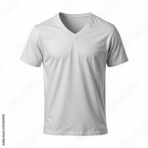 White V Neck T Shirt Apparel Fashion Clothing Design Mockup Presentation Plain and Clean Look
