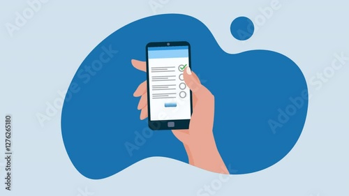 Animated sequence showing a hand ticking off tasks on a smartphone checklist, emphasizing productivity and planning, ideal for daily routines.alpha channel only 4k.
