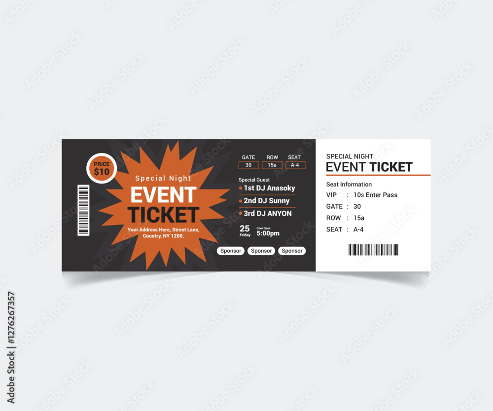 Obraz premium Event Ticket Template Design vector file
