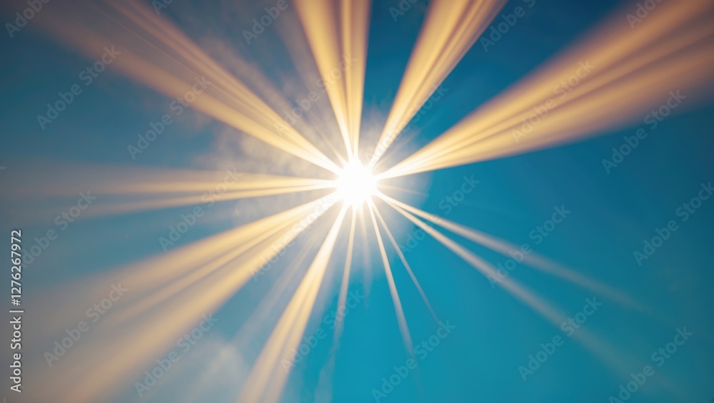 Sun Rays Illuminating Blue Sky for Creative Background and Overlay Effects Sun Rays Illuminating Blue Sky for Creative Background and Overlay Effects