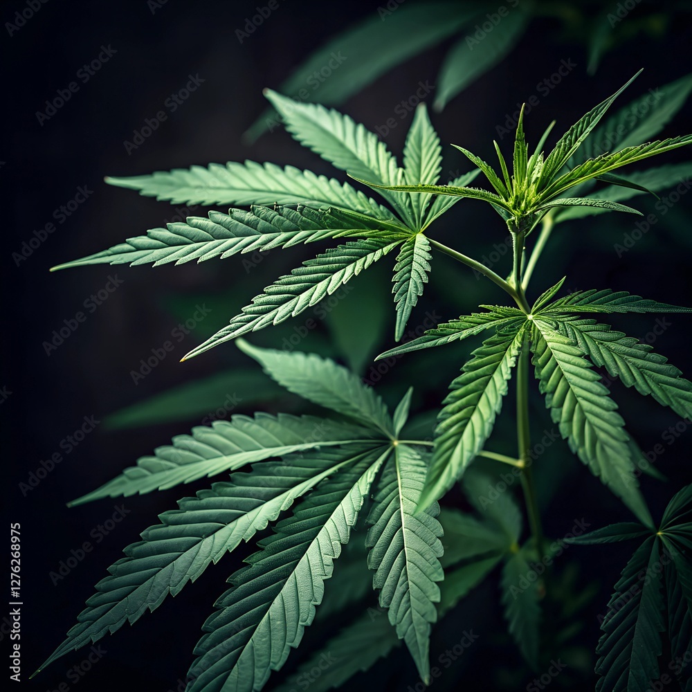 High-Resolution Close-Up of Cannabis Leaves in Natural Light High-Resolution Close-Up of Cannabis Leaves in Natural Light