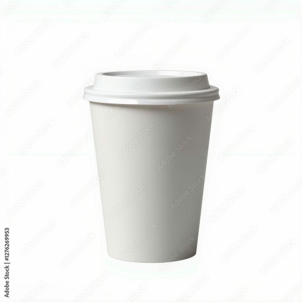 Minimalist Coffee Cup White Lid Isolated Product Shot Neutral Background Studio Lighting Minimalist Coffee Cup White Lid Isolated Product Shot Neutral Background Studio Lighting
